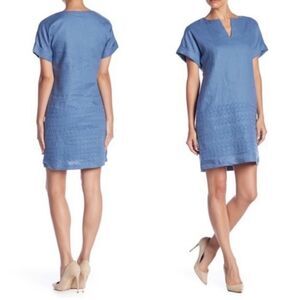 Lafayette 148 Linen Sheath Dress Iron Blue